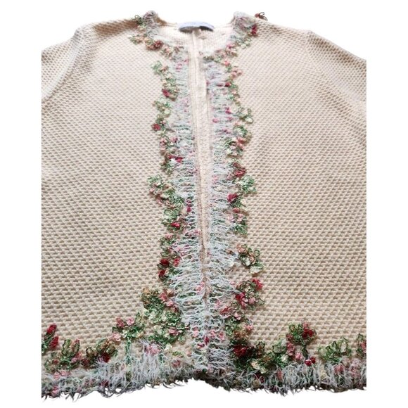 Carolina Herrera Jacket Large Tweed Pattern Jacket Flowers Virgin Wool - Picture 3 of 9